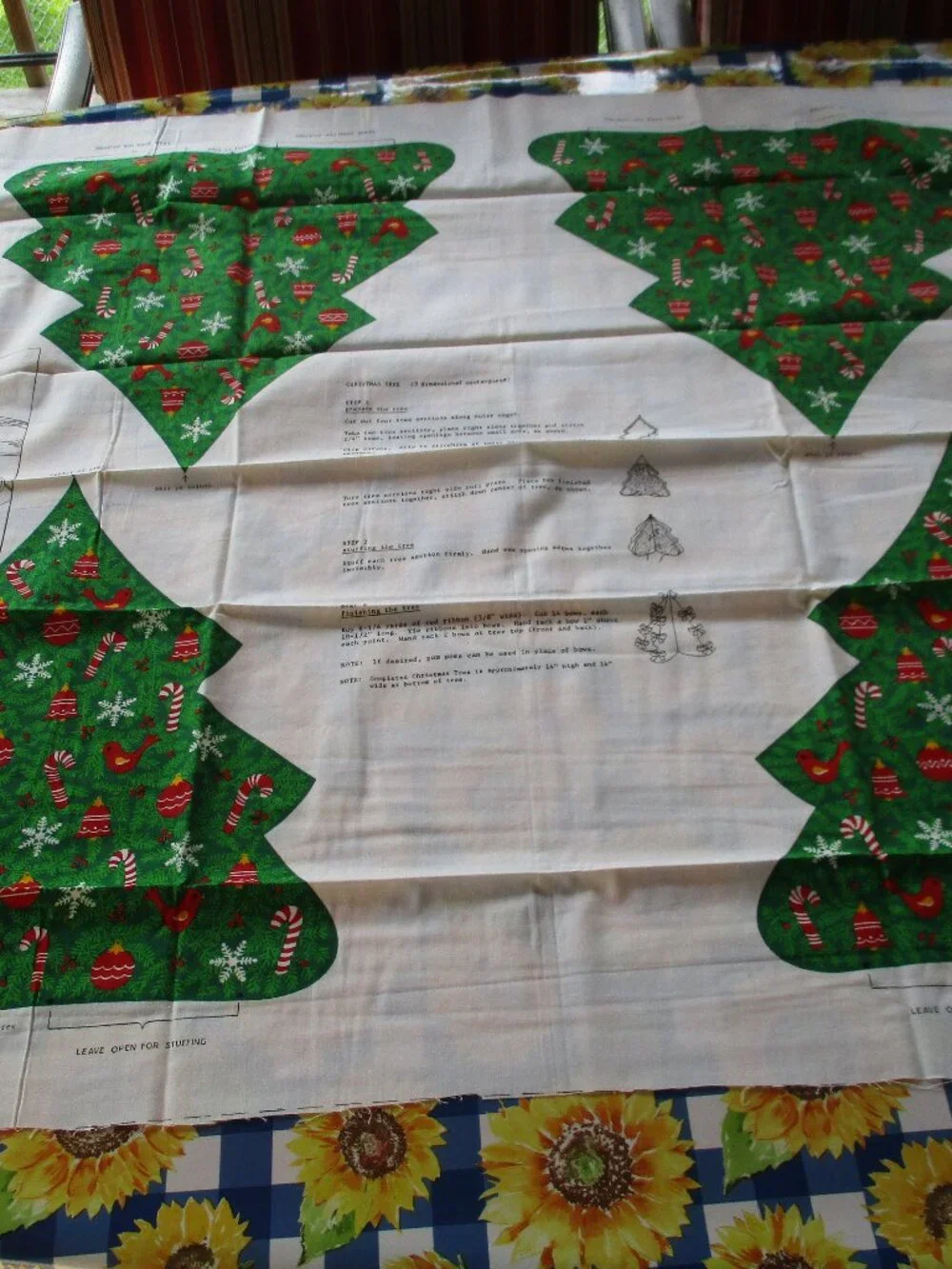 Vintage Fabric Cut Out Christmas Tree Centerpiece